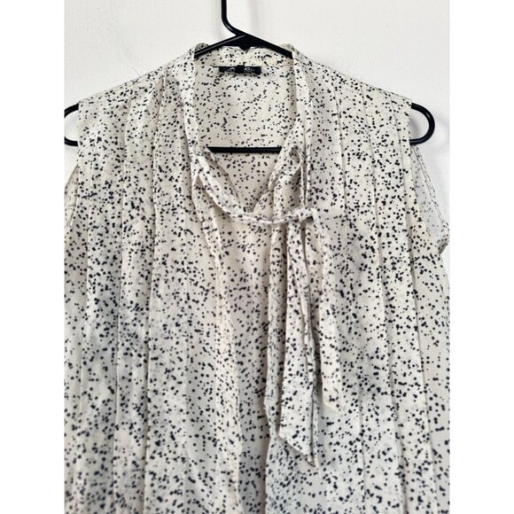 A.P.C. Silk Blouse Top Dots Ivory Black - Picture 3 of 7